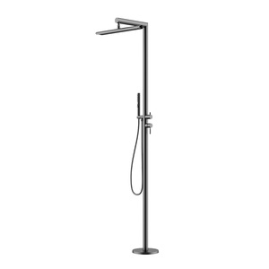 Ensemble de <span class=keywords><strong>douche</strong></span> extérieur en acier inoxydable nickel brossé, <span class=keywords><strong>colonne</strong></span> de <span class=keywords><strong>douche</strong></span> sur pied avec robinets à cartouche céramique - Product Image 1