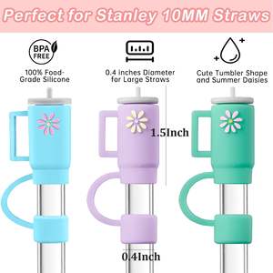 Cubiertas de silicona reutilizables a prueba de polvo para pajitas de vasos Stanley de 40 oz, compatibles con tapas de pajita Stanley. - Product Image 2