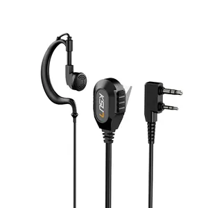 2 Pin Earpiece Single Ear Hook Earphone Walkie Talkie Security Headset with PTT Mic for Baofeng 888S UV5R UV-82 TYT KSUN Radio