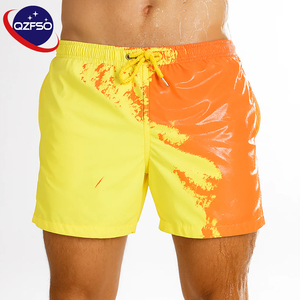 Shorts de bain thermochromiques QZFSO personnalisés avec logo, tissu sensible à la température, changement de couleur, pour la plage - Product Image 1