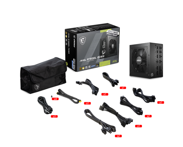 Wholesale MSI MAG A750GL PCIE5  ATX3.0 DC Power Supply Full Modular Gold PSU 850W for Gaming Desktop Switching Power Supply