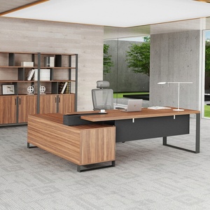 High Quality Convertible Executive Wooden <b>Office</b> Furniture Set Chair Desk Modern L Shaped Boss <b>Computer</b> Desk with Cable Box - Product Image 1