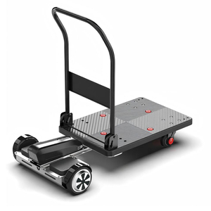 Chariot à main électrique pliable, plateforme de 800x500 mm, en alliage d'aluminium, usage industriel, quatre roues, argent - Product Image 1