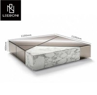Table basse de salon de luxe, combinaison de meubles modernes nordiques, table d'appoint carrée en marbre, table centrale de luxe