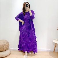 Robe en mousseline de soie haut de gamme, tissée, écologique, lavable, unie, coupe ample, plissée irrégulièrement, à manches longues, respirante et infroissable