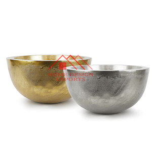 Home Hotels & Restaurants Large Aluminium Rough Finishing Flower <b>Bowl</b> Vase Living Room Aluminium Flower <b>Planters</b> - Product Image 4