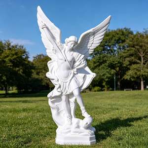Statua dell'Angelo San Michele in Vetroresina a Grandezza Naturale, Scultura Religiosa dell'Arcangelo in Resina, Vendita all'Ingrosso - Product Image 5