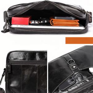 Bolso Bandolera de Cuero Genuino para Hombre, Bolso de Hombro para Portátil, Estilo Vintage, Bolso Cruzado - Product Image 3