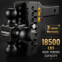 Receptor de Acero al Carbono de Alta Resistencia de 2 Pulgadas, 3 Bolas, 18500 LBS GTW, 6 Pulgadas de Altura Ajustable, Doble Pasador, Universal, Negro, Fácil Instalación