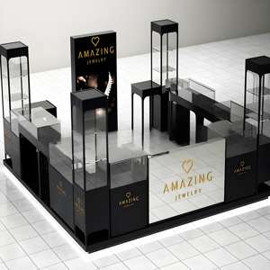 L'arrangement de présentation de <span class=keywords><strong>bijoux</strong></span> de marque ONI Shopfitting haut de gamme en or noir avec lumière LED améliore l'ordre - Product Image 1