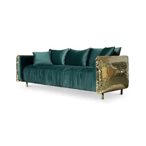 Boca Desain Premium Villa gaya Modern cahaya mewah kulit bagian Sofa menyesuaikan Set furnitur sofa ruang tamu