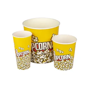 PE Dilapisi Sekali Pakai Banyak Ukuran Kapasitas Besar Kertas Camilan Ember Popcorn