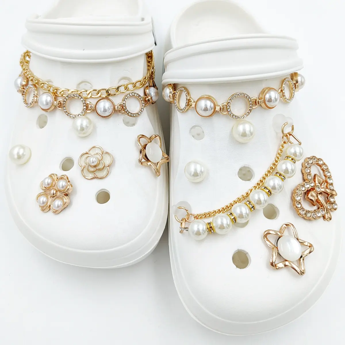 New Spot Small Fragrance Gold star Chain accessori staccabili in lega di zinco bottone fiore scarpa