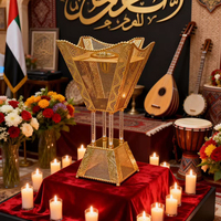 Grand brûleur d'encens carré de style arabe islamique, support à charbon Mabkhara pour la décoration du Ramadan, de l'Aïd, des mosquées et des halls d'hôtel