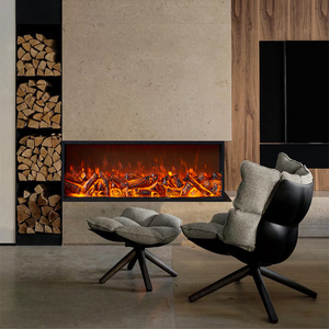 Chimeneas eléctricas modernas de 3 lados Calentadores eléctricos de pared con efecto de llama de luz LED de 40-100 pulgadas para hogares y hoteles - Product Image 2