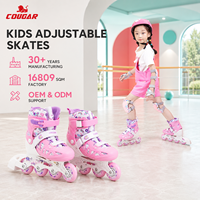 Patins à roulettes d'extérieur à quatre roues de taille réglable pour enfants - Roues lisses - Patins d'apprentissage adaptés aux débutants