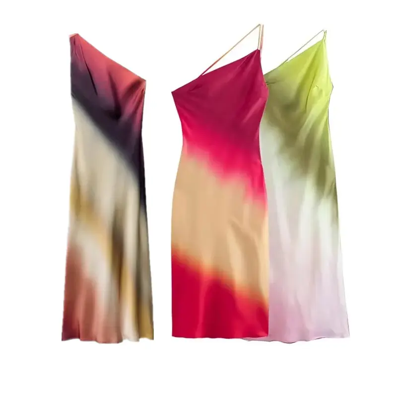 TAOP & ZA 2023 nouveaux vêtements pour femmes célébrité mode tempérament vacances style tie-dye robe asymétrique 3643361 8610171 8030484