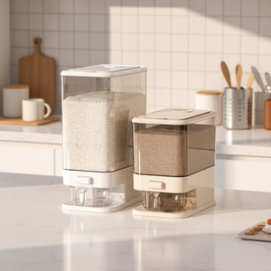 Boîte de rangement moulée par injection en plastique de 10-20L, type presse, pour riz, farine, céréales, usage domestique, anti-insectes, anti-humidité, qualité alimentaire - Product Image 1