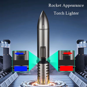 Rocket <b>Torch</b> Lighter Cigar Single Fire High Temperature <b>Rechargeable</b> Adjustable Flame Windproof BBQ Camping Gift - Product Image 6