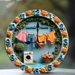 Round Wooden <b>Wall</b> <b>Clock</b> 25x25Cm <b>Silent</b> Non Ticking Farmhouse Home Living Room Decor - Product Image 1
