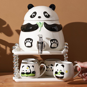 Juego de Tetera de Cerámica Kawaii Panda, Juego de Taza y Jarra para Agua Fría con Grifo - Product Image 3