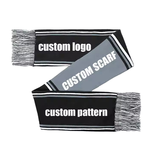 Écharpe longue en acrylique jacquard tricotée pour l'hiver, personnalisable avec logo imprimé, idéale pour le football, vente en gros - Product Image 1