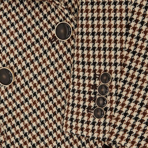 Trajes y Blazers Vintage para Mujer en Marrón y Beige, Blazer Entallado con Solapa de Doble Botonadura y Bolsillos, Diseño Houndstooth - Product Image 6