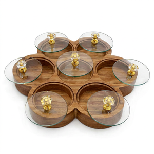Boîte à épices en bois artisanale avec 7 compartiments, boîte à épices en bois, boîte de rangement pour fruits secs, bonbons, organisateur pour la cuisine, la salle à manger, la maison - Product Image 1