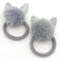 Accessoires pour cheveux de filles, petits pompons moelleux en forme de lapin, élastiques pour queue de cheval et élastiques pour bébés filles et tout-petits