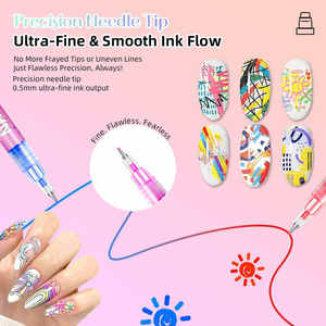 ชุดปากกาเพ้นท์เล็บ 12 สี แบบหลอดเข็ม สำหรับเพ้นท์เล็บอะคริลิคเหลว ปากกาสำหรับเพ้นท์เล็บเจล งานศิลปะ DIY เพ้นท์ลายกราฟฟิตี - Product Image 4