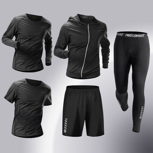 Nouvelle conception Vêtements de sport respirants pour hommes <span class=keywords><strong>Jogging</strong></span> 5 pièces Séchage rapide Collants légers Haute élasticité Entraînement de course - Product Image 2