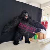Costume gonflable personnalisé pour défilé, mascotte ambulante, gorille en peluche gonflable noir pour adultes