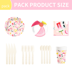 DAMAI Nuevo Juego de Vajilla Desechable con Diseño Personalizado Temático de Verano, Platos de Papel para Postre, Vasos y Servilletas con Diseño de Helado - Product Image 6