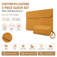 Juego de 2 Fundas para Portátil de Cuero PU Personalizadas con Bolsa de Accesorios con Cremallera, Juego de Fundas para Transportar Portátiles