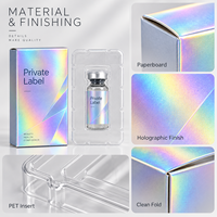 Boîte à flacons OEM en carton holographique pliable avec insert en plastique transparent pour échantillons
