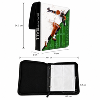 Classeur de cartes de football en EVA rigide avec fermeture éclair en cuir PU, album de rangement pour cartes, porte-cartes avec dragonne