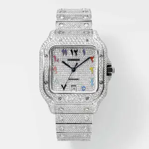 Jam tangan mekanis Moissanite Pass Diamond Tester mewah Iced Out Diamond Watch Hip Hop VVS
