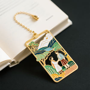 Marcapáginas de diseño personalizado, marcapáginas de metal de aleación de zinc, marcapáginas de diseño Hallow 2d de grabado plateado para libros con embalaje - Product Image 2