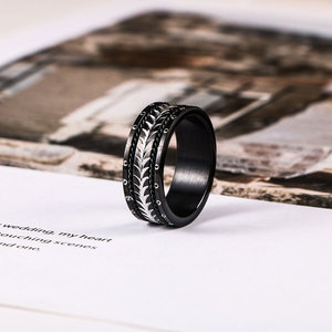 Stainless Steel Wheat Ear <b>Ring</b> SA1225 Men's Motorcycle Style Fashion Jewelry Gift - Product Image 2