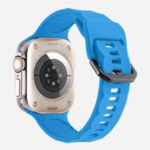 Correa de reloj inteligente deportiva de silicona de color sólido con correas corrugadas de cierre a presión simple para Ultra 2 Strap S10 9, en stock en EE. UU. - Product Image 3