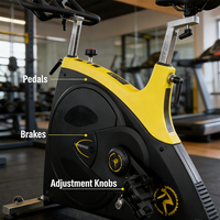 Bicicleta de Ejercicio para Gimnasio en Casa o Comercial, con Correa y Cadena de Transmisión, Plegable, Pantalla LCD, Resistencia Ajustable, Bicicleta de Cardio para Interiores
