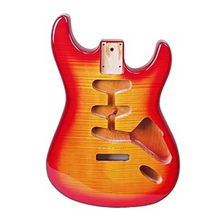 Cherry Sunburst Flamed Maple Top Hoàn Thành Thân Gỗ Trầm ST Cơ Thể Guitar Điện Tự Làm Cho Xây Dựng Guitar