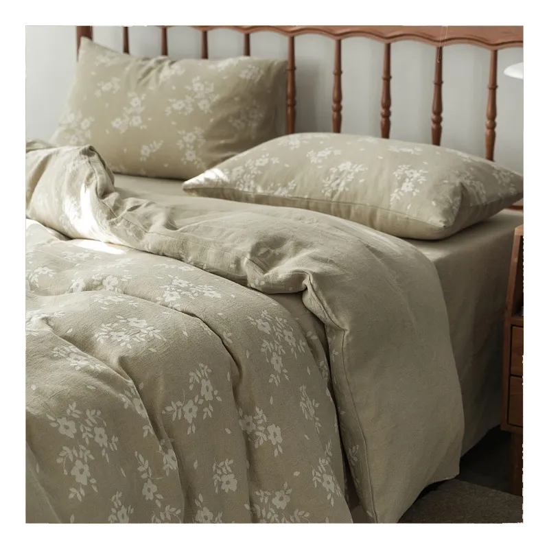 Giapponese stile semplice copripiumino cotone lino Set di biancheria da letto con jacquard pelle amichevole traspirante 1 copripiumino per camera da letto