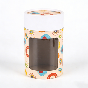 Custom Biodegradable Kraft <b>Paper</b> Round Box with Clear Window Craft <b>Packaging</b> Vanishing Stamping Printing Customizable Size Logo - Product Image 6