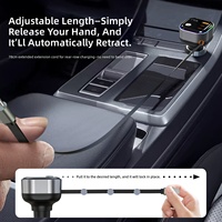 Pengisi Daya Mobil USB Type-C Retractable Grosir, Pengisi Daya Soket Pemantik Rokok, Lampu Indikator Daya LED, Pengisi Daya Kendaraan