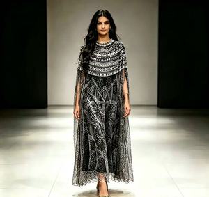 Robe de soirée ample de luxe brodée de strass et de perles, style Dubaï, tenue de fête, vêtement islamique moderne, Abaya pour l'Aïd - Product Image 3