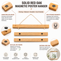 Pemasok Gantungan Poster Magnetik Kayu Pinus Oak 12 inci, 4 pcs dalam 1 Set, Bingkai Permanen untuk Foto, Seni Dinding, Cetak Kanvas