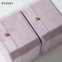 WEIMEI benutzer definierte Achteck Mikro faser lila Ring Halskette Anhänger LED Schmuck verpackung Box
