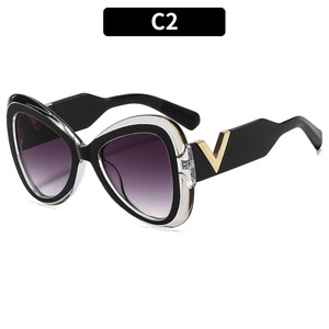 Lunettes de soleil unisexes rétro œil-de-<span class=keywords><strong>chat</strong></span> de haute qualité Rennes, nouveau design ovale anti-collision, protection UV400, monture noire intégrale en PC, pour extérieur et plage - Product Image 5