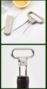 Décapsuleur manuel à deux griffes <span class=keywords><strong>pour</strong></span> bouteilles de vin, portable, en alliage de zinc et acier inoxydable - Product Image 5